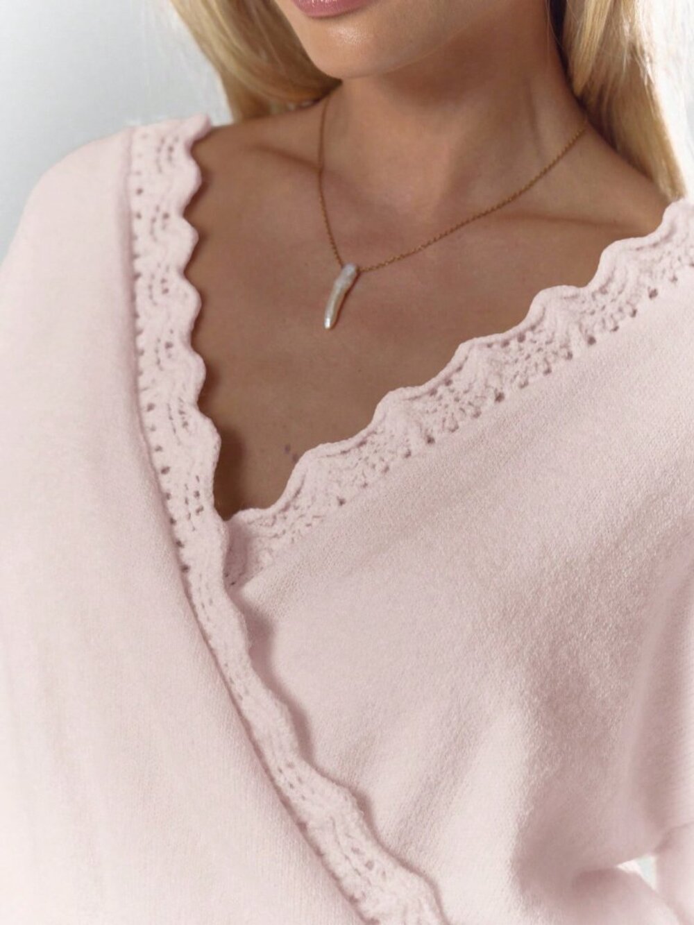 Baby Pink Casual Women's Sweater - Picture 6 of 6